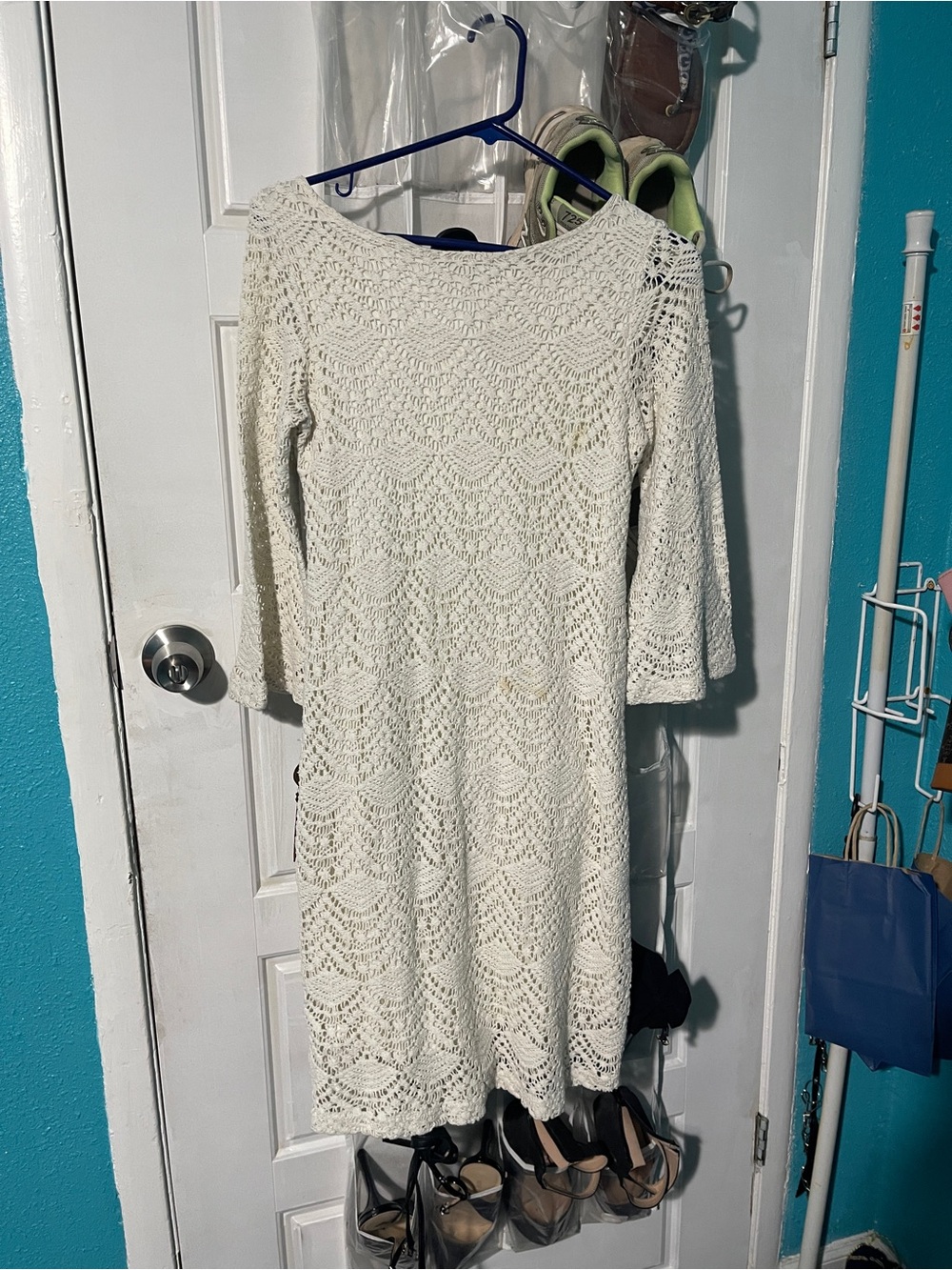 Dress Barn Ivory Crochet Midi Dress